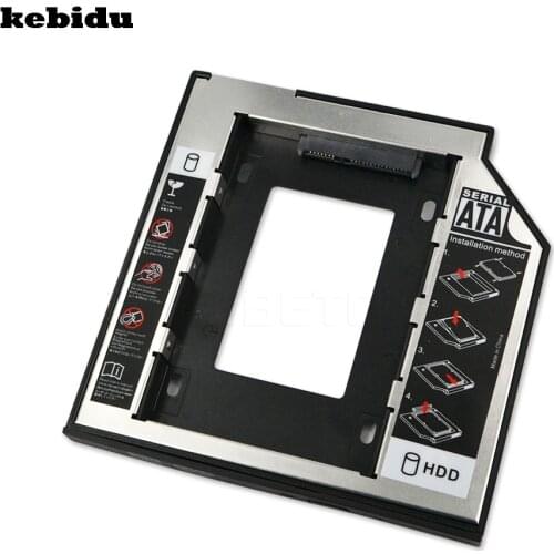 Kebidu Aluminum 9.5mm 2nd 2.5 HDD Caddy SATA to SATA Hard Drive Adapter HDD Enclosure Case For Laptop Optical Drive Bay