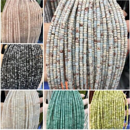 Natural Stone Agates Crystal Beads Cylindrical Loose Spacer Beads for Jewelry Making DIY Necklace Bracelet Accessories 2x4mm