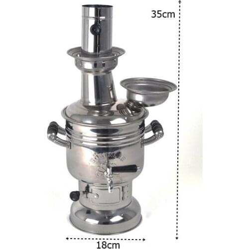 3 liters chrome charcoal samovar for picnic teapot balcony pleasure ideal for indoor and outdoor