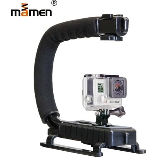 MAMEN U Grip C Sport Camera Stand Bracket Holder 3 Shoe Mounts Handle Handheld Video Action Stabilizer Grip Photography Lighting