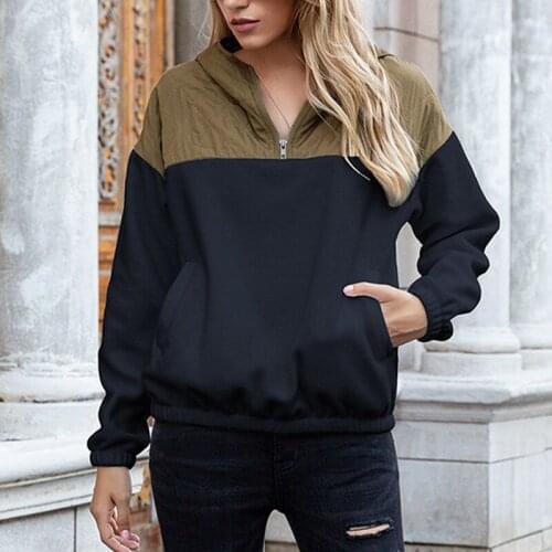 Kili Double-Sided Polar Fleece Color Block Pullover Hooded Plush Sweater Ladies Pocket Sweatshirt Autumn Winter