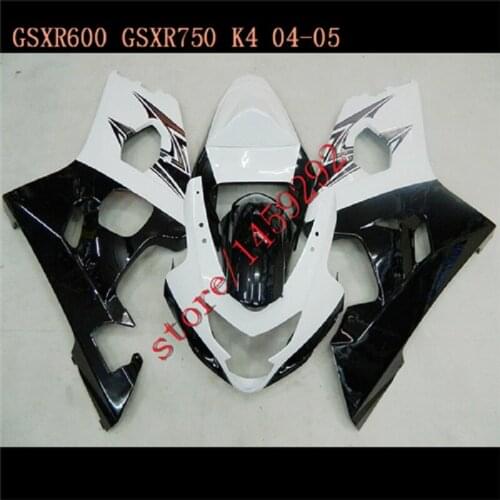 Custom Fairing kit for GSXR600 750 K4 04 05 GSXR 600 GSXR750 2004 2005 ABS white black Fairings set
