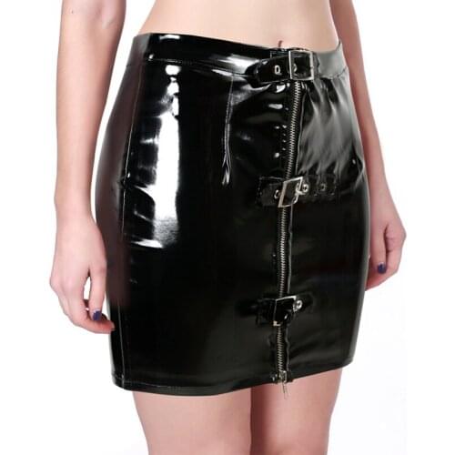Plus Size Wet Look Shiny PVC Black Pencil Skirt Sexy Package Hip Sexy DS Clubwear Faux Latex PU Leather Faldas Jupe Streetwear