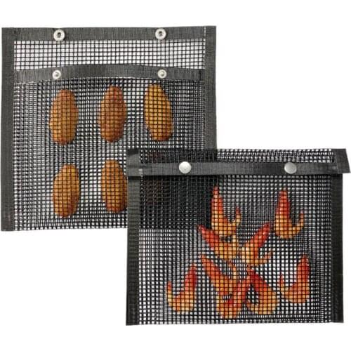 Reusable Non-Stick Mesh Grilling Bag Mats Non-Stick BBQ Bake Bag Outdoor Picnic Baking Barbecue Mesh Bag Cooking Tool