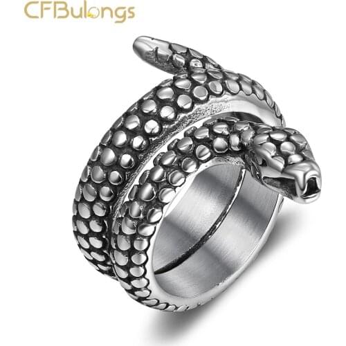 Fashion Classic Cobra Ring 316L Stainless Steel Animal Punk Men Jewelry Party Gift