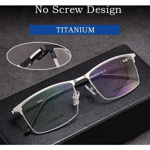 KatKani Mens Half-rim Eyeglasses Frame Ultra Light Titanium Alloy Fashion Screwless Design Myopia Prescription Frame P9848