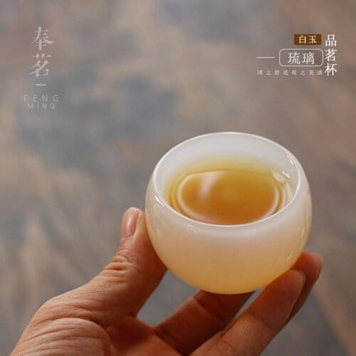 Jade Teacup Tea Set Master Glaze Tea Handmade Individual Single Cup Kombucha Set White Jade Cup