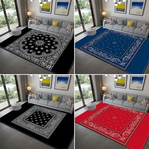 Bandana Pattern Carpet Non-Slip Washable Rugs 3D Print Area Rugs Home Runner Rug Carpet for Bedroom Livingroom Dorm Doormats