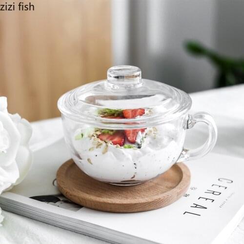 Nordic Mug of Milk Breakfast Cup, Household Tempered Cup, with Lid Cup, Heat-resistant Cup 220ML.550ML450ML Glass Cups