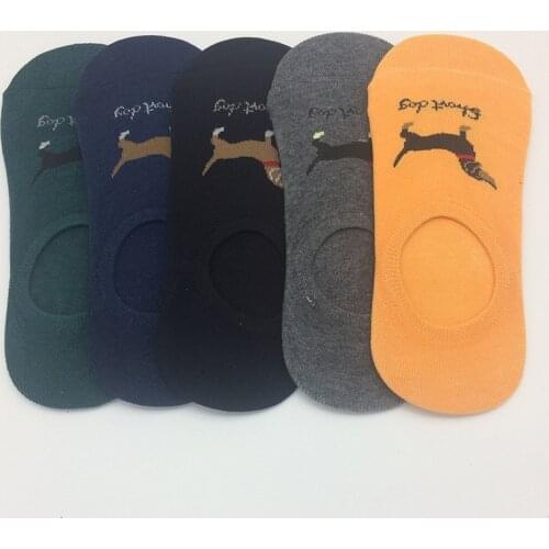 5 Pairs/Lot Korean New Cute Women Unisex Dachshund Low Cut Socks Funny Female Pet Dog Animals Non-Slip Invisible Sock Men Socks