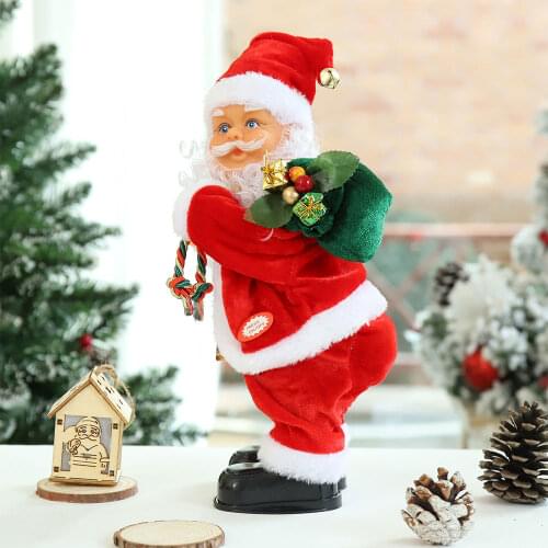 2022 New Santa Claus Electric Doll Play The Guitar Ass Twisting Christmas Figurine Ornaments and New Year Gifts Home Decor 30 Cm