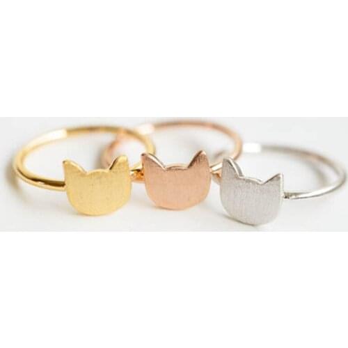 Wholesale 30pc Cute Kitty Head Knuckle Ring,Classic Gold Silver Rose Gold-color Jewelry Rings Joyas For Women Free Shipping