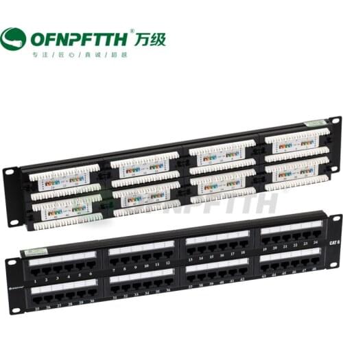 CAT6 Patch Panel 48 Port UTP 2U 19'' Standard with 50u Gold-plated Contact