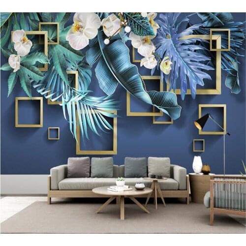 Beibehang Custom wallpaper modern Nordic tropical beautiful flowers 3D stereo living room TV sofa home background wall painting