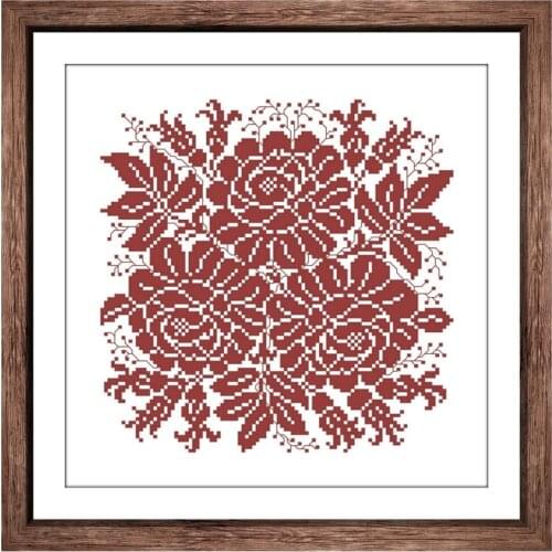 Simple flowers cross stitch kits single color pattern aida fabric 18ct 14ct 11ct count white canvas cotton thread embroidery