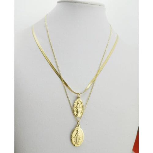 Christmas double chain popular electrocardiogram pendant necklace women shape pendant Religious jewelry steel accessories