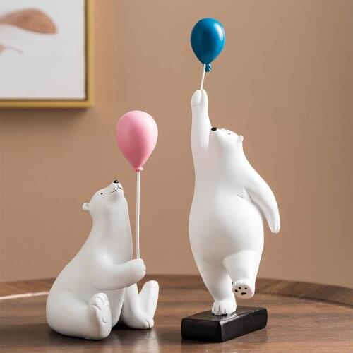 Nordic Home Decoration Accessories Bear Catching Balloons Desktop Ornaments Creativity Kawaii Accessories Home Decor Modern