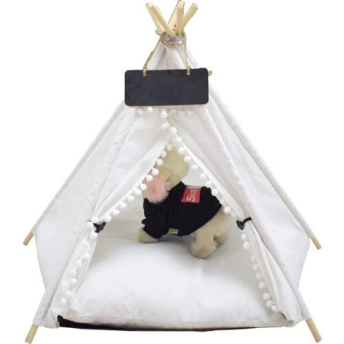 Four Corners 48*47*60 Pet Tent Cat Litter Kennel Teddy Removable And Washable Cotton Canvas Foldable Cushion For Comfort