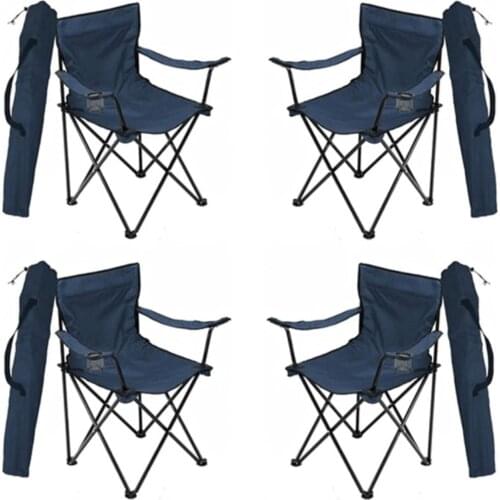 4 pcs Camping Chair Folding Chair Garden Chair Picnic Beach Balcony Chair Blue
