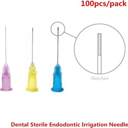 100pcs Dental Sterile Endodontic Irrigation Needle Tips 25G/27G/30G Plain Ends Notched Endo needle tip Syringe Dentist Tools Lab