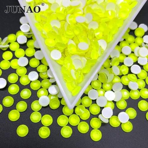 JUNAO SS16 SS20 Shiny Neon Yellow Color Glass Flat Back Rhinestone Round Crystal Strass Non Hot Fixation Crystal Stone Crafts