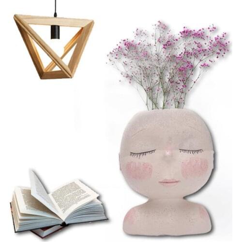 Human Face Vase Decoration Big Eyes Doll Resin Flowerpot Figure Sculpture Crafts Storage Container Flower Arrangement Container1