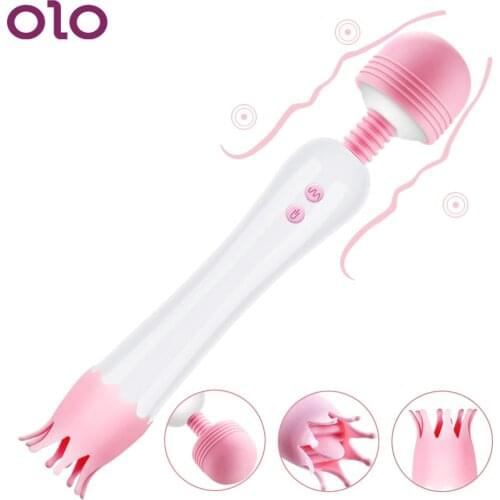 AV Magic Wand Vibrator Clitoris Stimulator Vaginal Massager Licking Tongue Oral Clit Double Head Vibrators Sex Toys for Women