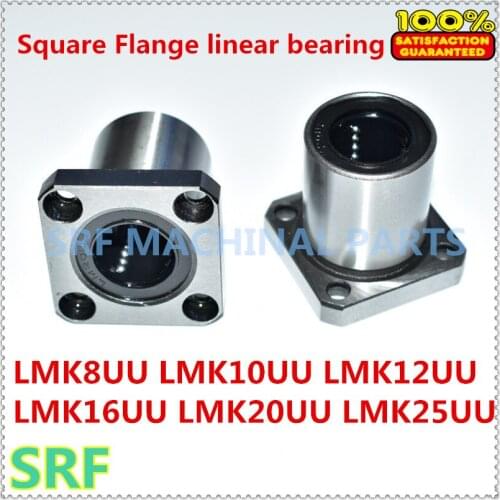High quality 4pcs LMK8UU LMK10UU LMK12UU LMK16UU LMK20UU LMK25UU Square Flange type linear bearing Linear Ball Bearing