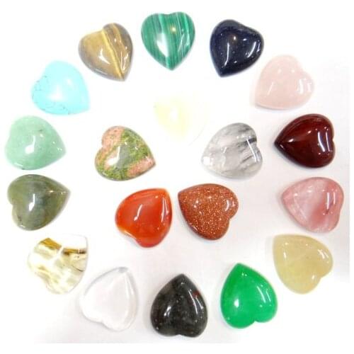 Natural stone Heart-shaped Cabochons 25mm*23mm mixed Color malachit pendant Beads For Fine Jewelry MakingPendant earrings 20PCS
