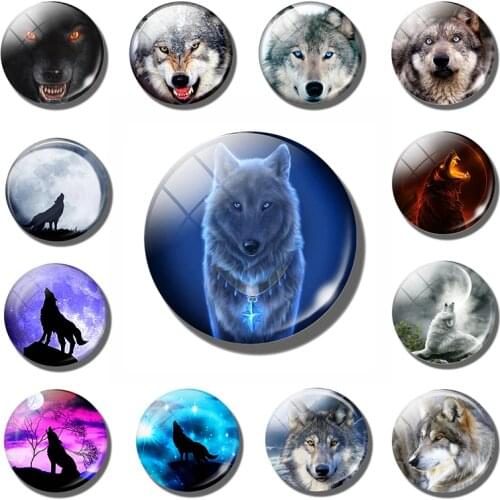 1PCS Wolf Fridge Magnet Animal Fridge Sticker Decorative Wolf Pattern 30MM Round Glass Dome Refrigerator Magnets Home Decoration