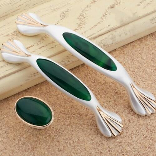 10PCS Handles Jade European Cabinets Wardrobe Drawers