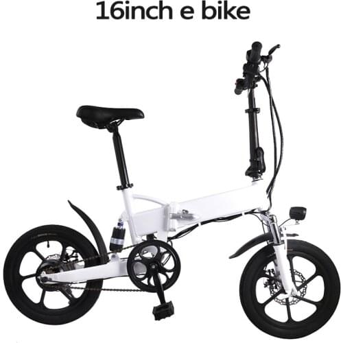 16 Inch Black White Folding Electric Bicycle