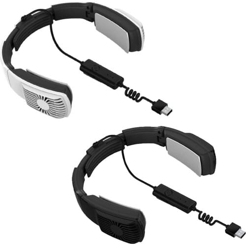2 in 1 Hands-free Leafless Neck Fan headphones Designed Air Conditioning USB Powered Fan 2 Wind Speed for Home Sports Portable