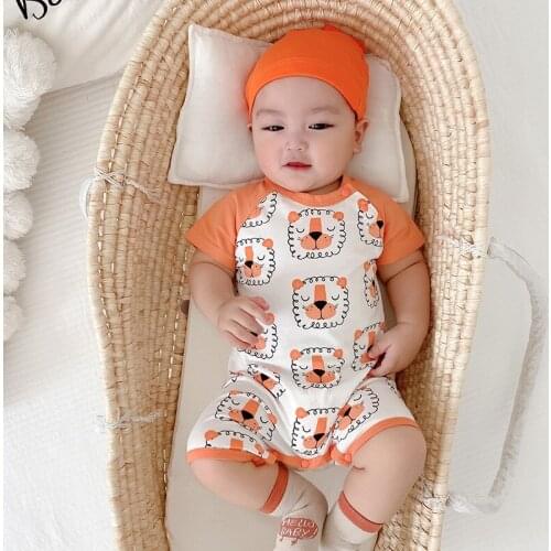 2021 Summer Baby Boys Romper Short Sleeve Jumpsuit Newborn Baby Clothes Cartoon Animal Pajamas for Baby Summer Infant Clothing