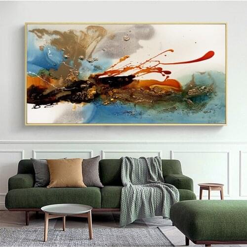 Abstract Gold Clouds Wall Art Canvas Paintings Modern Graffiti Art Posters And Prints Wall Decorative Pictures Cuadros Decor