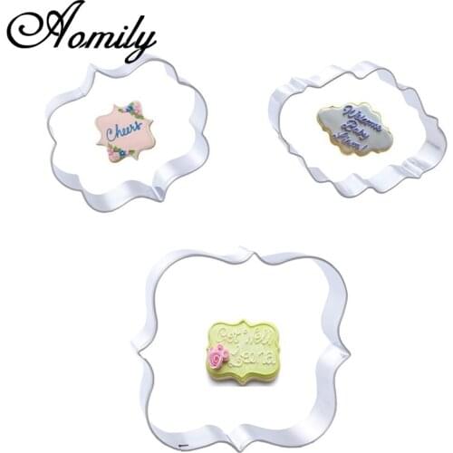 Aomily Stainless Steel Blessing Frame Biscuit Cutters Cookie Cutter Set Wedding Cake Mould Kitchen Sugarcraft Baking Pastry Tool
