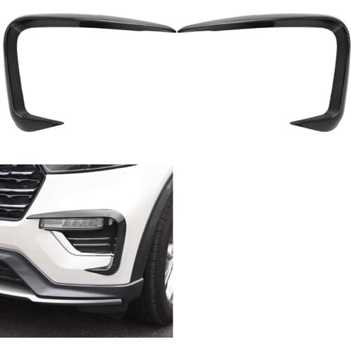 Carbon Fiber Car Front Bumper Spoiler Air Knife Fog Lamp Eyebrow Cover Trim for Ford Explorer 2020 2021