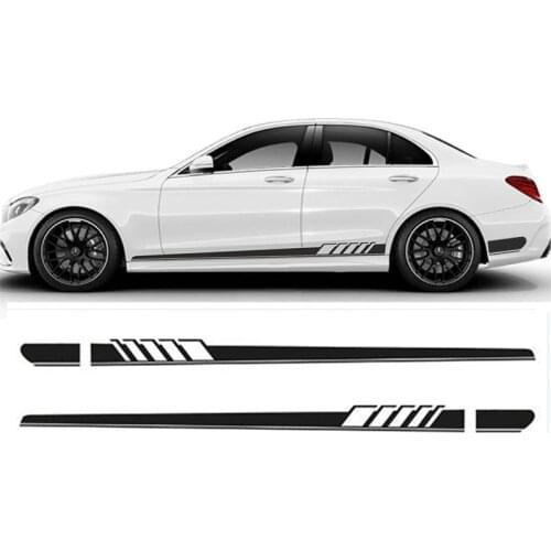 2pcs Gloss Black Auto Side Skirt Car Sticker AMG Edition 507 Racing Stripe Side Body Garland for Mercedes Benz C Class W205
