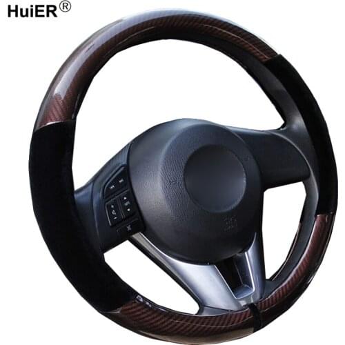 4 Colors Car Steering Wheel Volant Braid on the Steering-wheel Cover Carbon Fiber Plush Soft Stuurhoes Funda Volante Car Styling