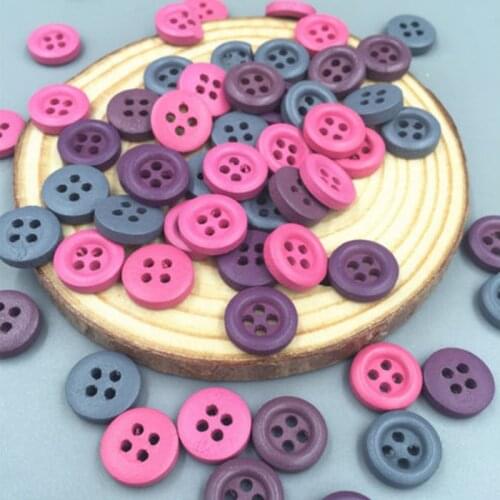 DIY 200pcs Mini Craft MIXED Colors Wooden Buttons Sewing Scrapbooking 4 hole 11.5mm