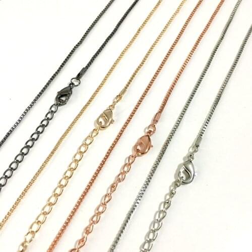 60+5cm Rose Gold Silver Gun Black Long Chain Floating Locket Necklace Fashion Jewelry Parts Metal Accessories 4pcs