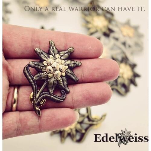 WWII GERMAN EM EDELWEISS MOUNTAIN INFANTRY CAP BADGE MEDAL