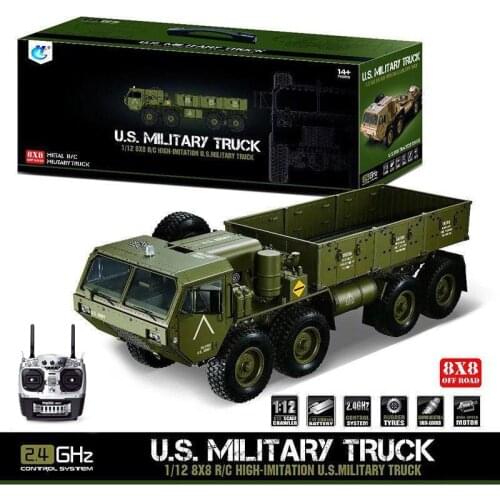 HG 1/12 RC US Military Truck Metal 8*8 Chasis Model 2.4G Radio Servo Motor P801 Without Light and Sound TH04720