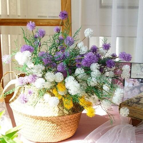 Artificial Thistle Flowers Faux plastic Fall Plants glitch Sprays Centerpiece Decor Wedding Valentines Day Home Decoration