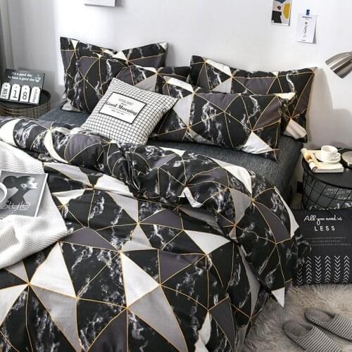 Geometric Pattern Bedding Set 220x240cm Soft Quilt Cover Pillowcase Full Size Single Double Bed Family Set Home Bedding 2/3 Pcs