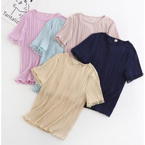 Summer T-Shirt Women Clothes Tees 2021 Casual Plus Size Tops Short Sleeve Fold Cold Feeling Camiseta Mujer K74-2108