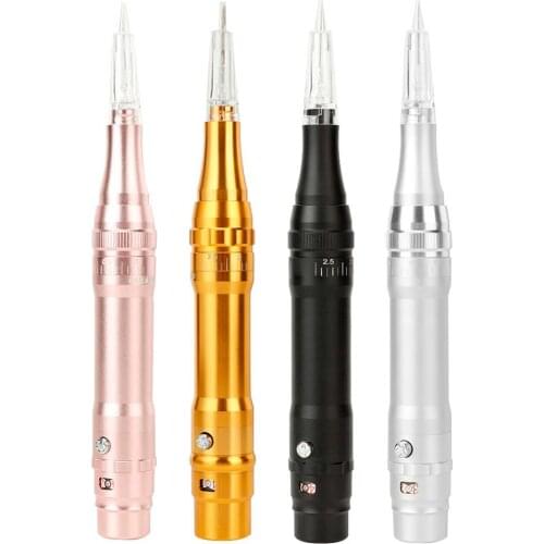 New Adjustable Low Vibration Quiet Eyebrow Tattoo Machine Motor Tattoo Rotary Pen Permanent Makeup Microblading Gun +FP P Needle