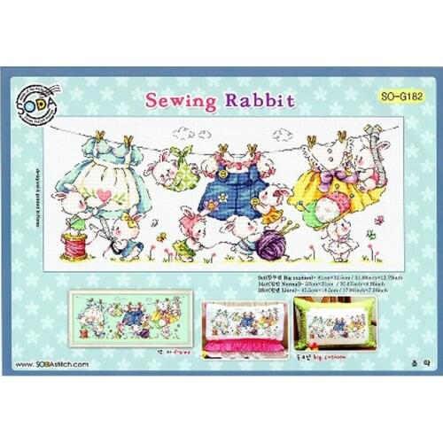 14/11/18/22/16/28/25ct Counted Cross Stitch Kit Sewing Rabbits bunny dry clothes sew playing SO G182