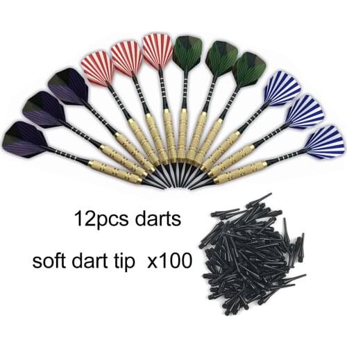 Professional Electronic Dart Set 12pcs 19g Soft Tip Dart with 100 Safety Soft Dart Head Electronic Dart Set