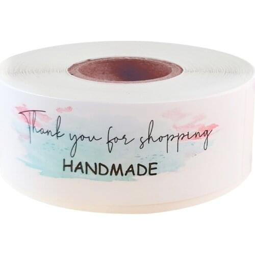 120 Pcs Blue Pink "Thank You for Shopping" Sticker for Supporting Your Business Package Decoration Labels Stationery Stickers